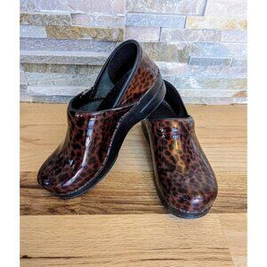 DANSKO PRO Tortoise Shell Patent Leather Brown Clog Womens EU39